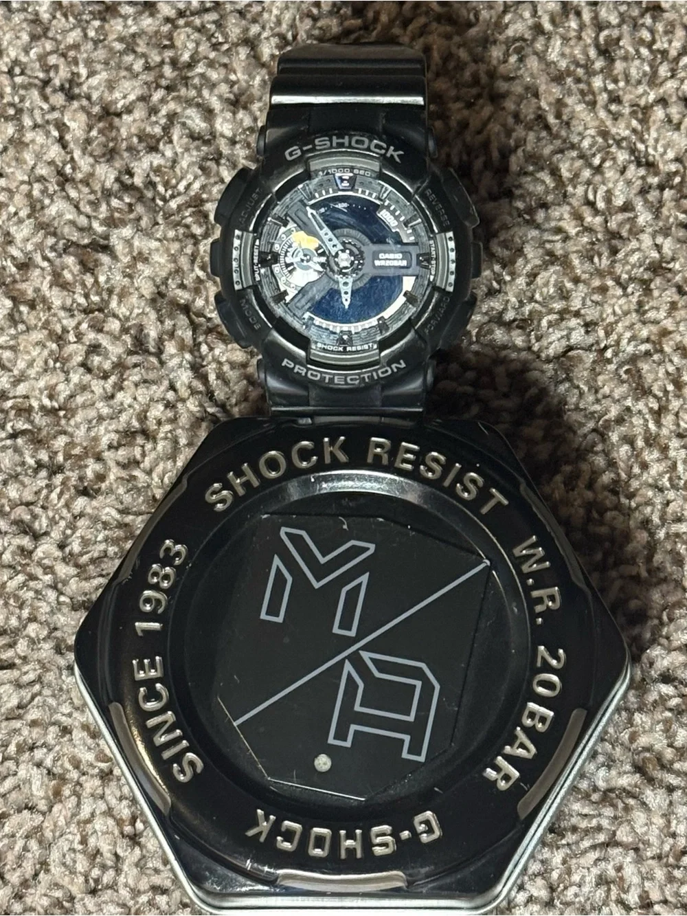 Casio G-SHOCK GA110- MODEL 5146 Men's Stealth Black Blue Rubber Ana-Digi Watch